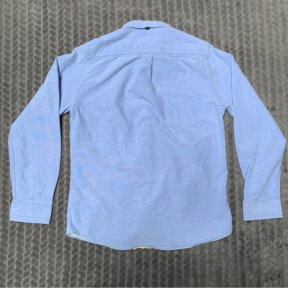 Descendant Of Thieves Shirt Mens Large Blue Long Sleeve Chambray Dres Ladro - Picture 5 of 14